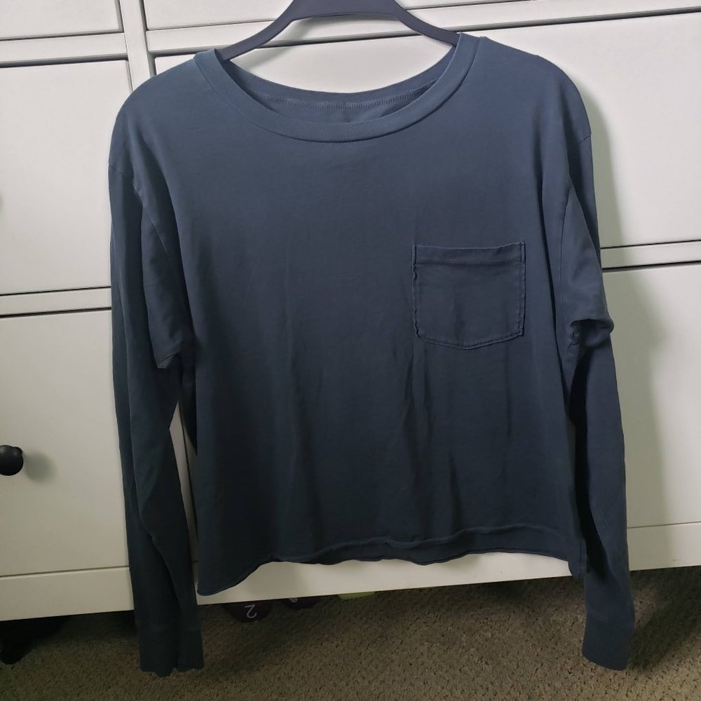 American Eagle Pocket Crop Blue/Gray Long Sleeve